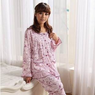 2012 autumn and winter sleepwear female 100% cotton long-sleeve flower women's lounge set