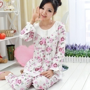 2012 autumn and winter sleepwear female 100% cotton long-sleeve Women lounge set