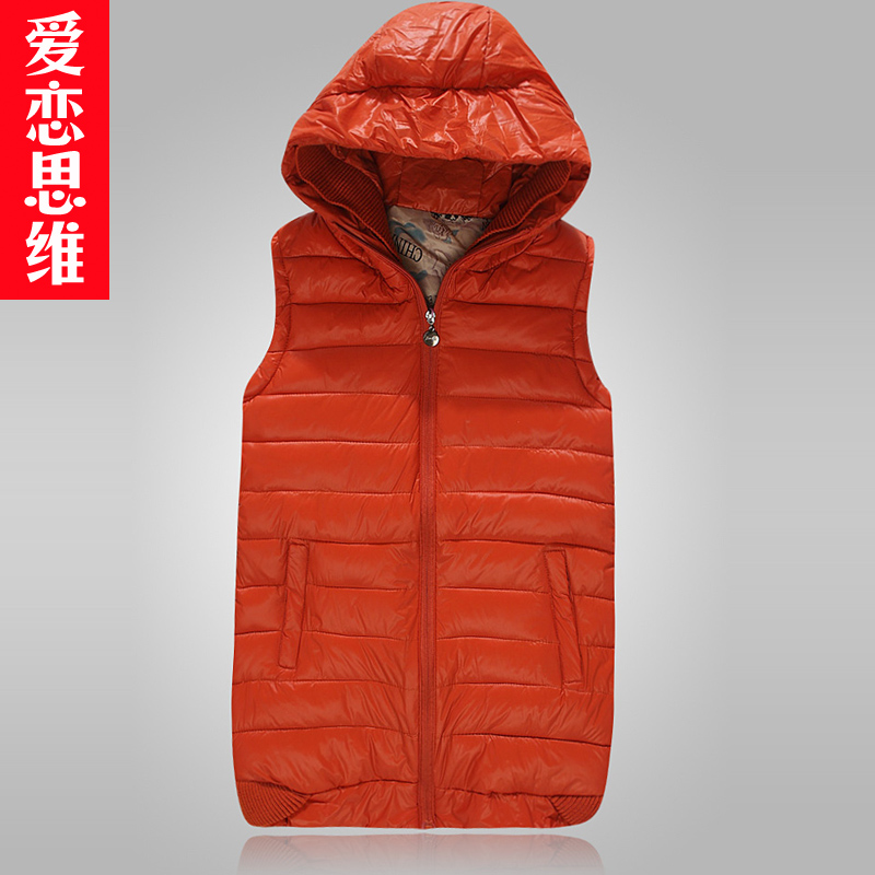 2012 autumn and winter slim long design cotton down vest with a hood cotton-padded jacket women's m7026