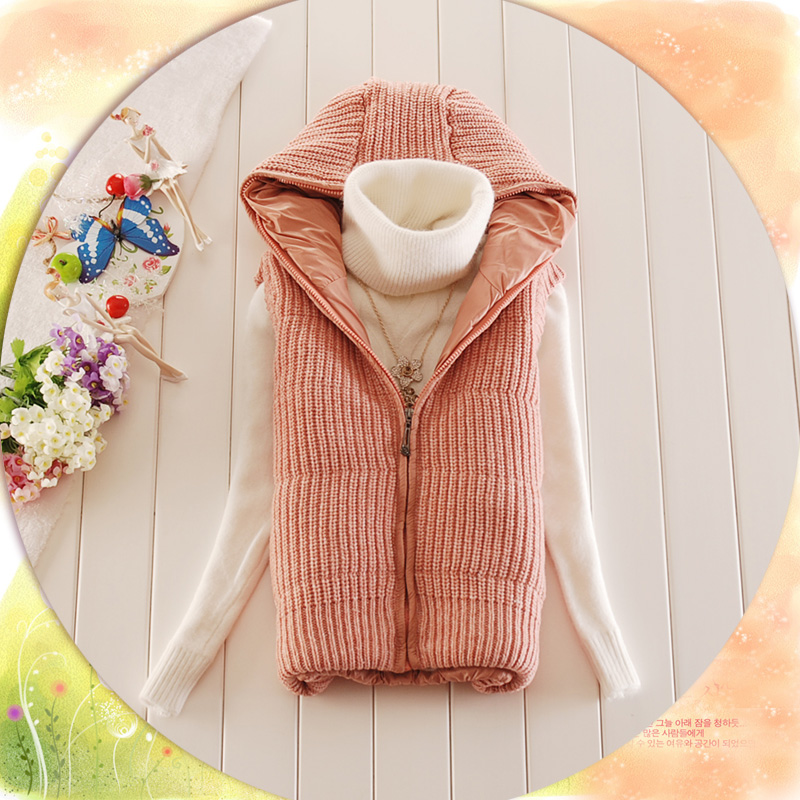 2012 autumn and winter slim vest zipper hooded vest fashionable casual thickening vest female