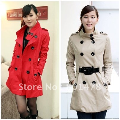 2012 autumn and winter slim women's trench female outerwear spring and autumn women's new arrival plus size overcoat female 8021