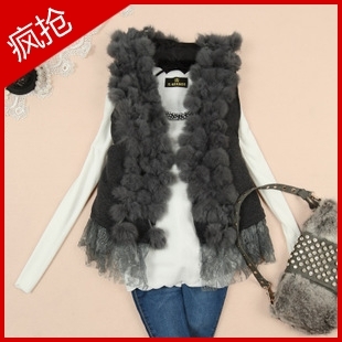 2012 autumn and winter small women's rabbit fur scarf collar vest outerwear m006