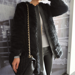 2012 autumn and winter super fashion fur patchwork cotton-padded thermal thick outerwear female