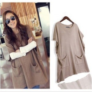 2012 autumn and winter sweater women's casual all-match buckle loose double pocket sweater