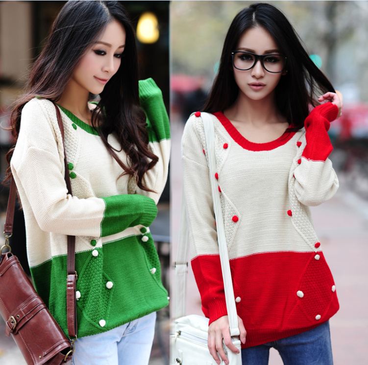 2012 autumn and winter sweet elegant cutout hair bulb long-sleeve loose knitted sweater