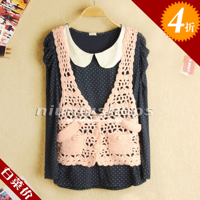 2012 autumn and winter sweet princess elegant all-match handmade crochet vest