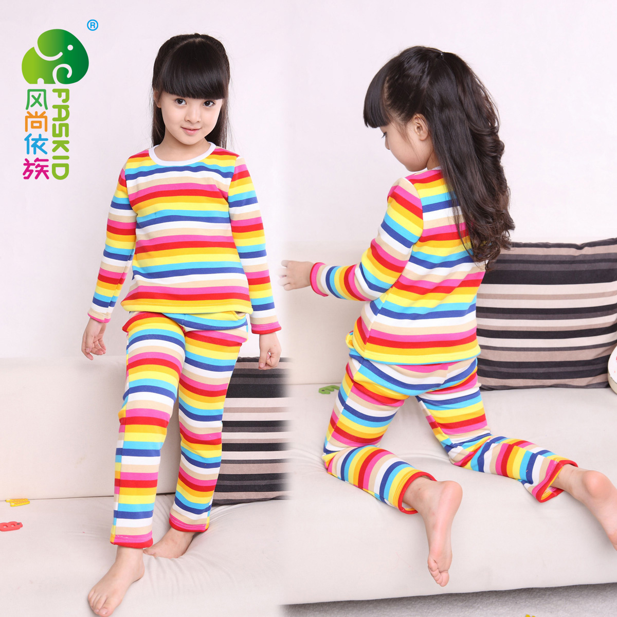 2012 autumn and winter thermal suit autumn and winter female child fashion underwear shirt set hot-selling ploughboys