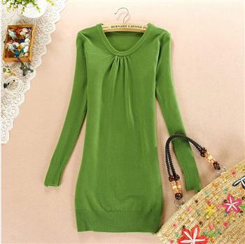 2012 autumn and winter thickening autumn and winter o-neck casual slim hip basic knitted medium-long sweater