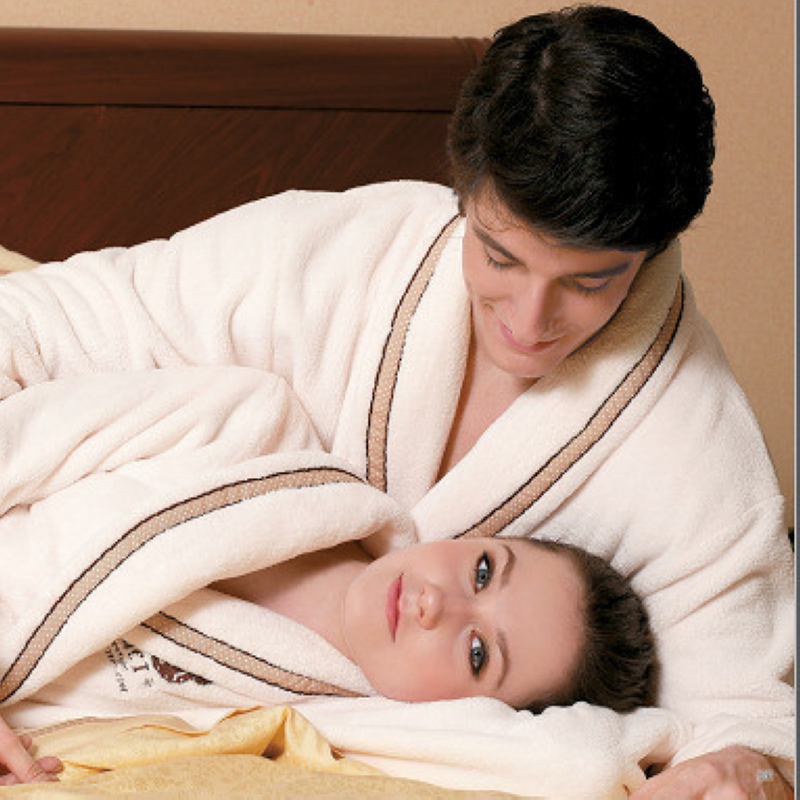 2012 Autumn and winter thickening coral fleece sleepwear lovers set robe bathrobes 9407 ,free shipping