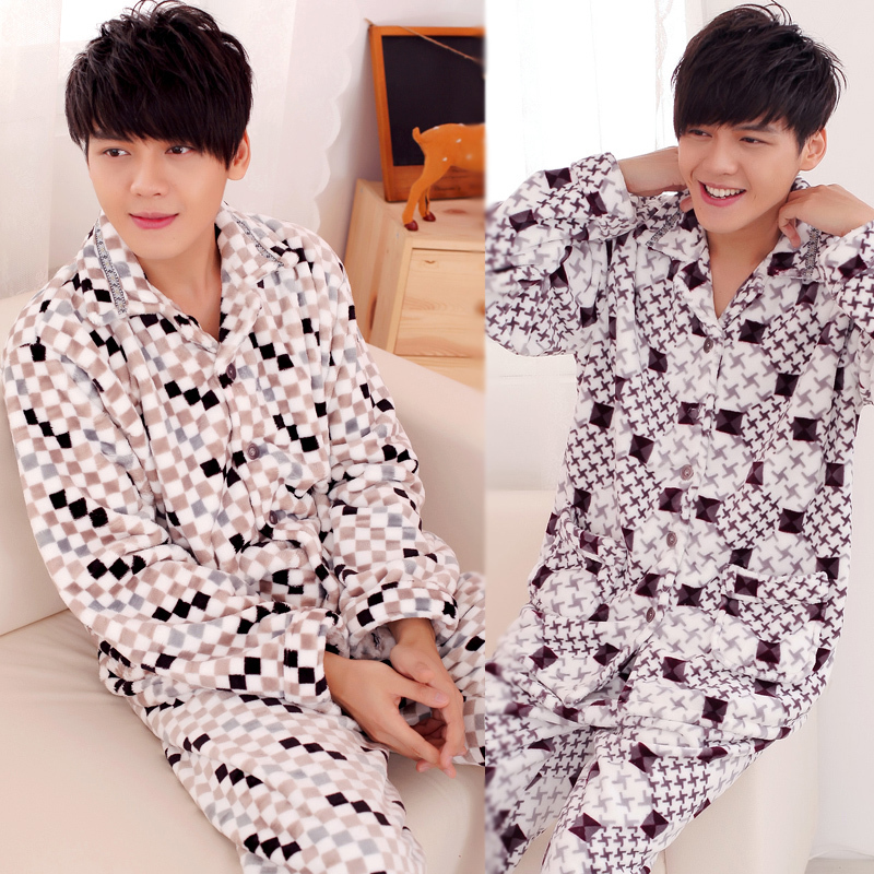 2012 autumn and winter thickening male sleepwear flannel sleepwear long-sleeve lounge set 1066