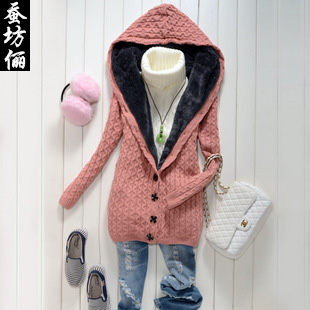 2012 autumn and winter thickening medium-long maternity clothing loose sweater outerwear fleece liner sweater