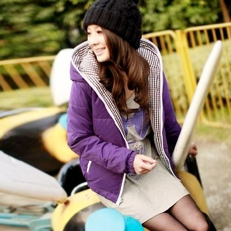 2012 autumn and winter thickening reversible women's slim thermal wadded jacket cotton-padded jacketfr women,freeshippin