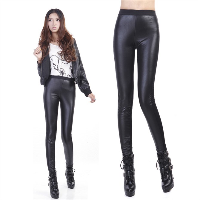 2012 autumn and winter thickening sidepiece plus velvet lace patchwork faux leather ankle length legging warm pants female