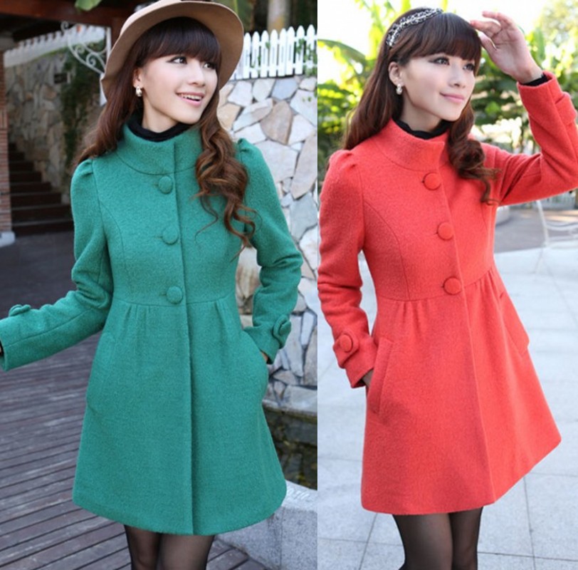 2012 autumn and winter turtleneck slim gentlewomen medium-long women's woolen outerwear trench overcoat women's