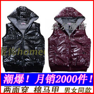 2012 autumn and winter vest cotton hot-selling vest sleeveless reversible wadded jacket women outerwear vest 3027