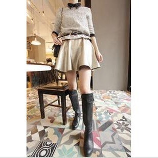 2012 autumn and winter vintage leather skirt all-match