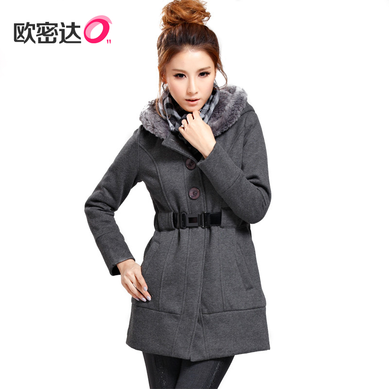 2012 autumn and winter wadded jacket women's medium-long with a hood long-sleeve slim cotton-padded jacket outerwear