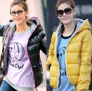 2012 autumn and winter warm thermal thickening hooded female wadded jacket glossy outerwear long-sleeve women's 858