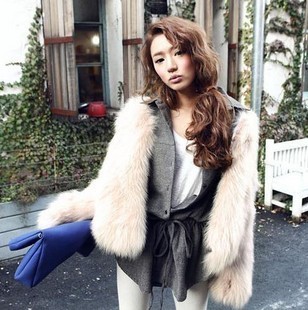 2012 autumn and winter white wool cape short design fur coat women