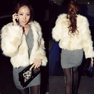 2012 autumn and winter white wool cape short design fur coat women