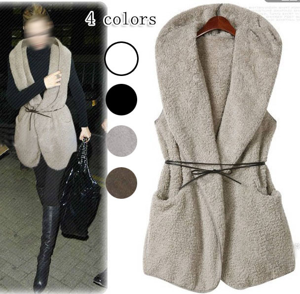 2012 autumn and winter women 104228 casual long design berber fleece hooded vest