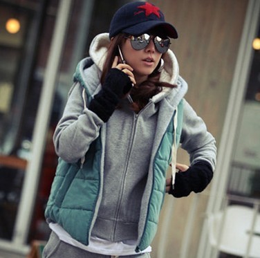 2012 autumn and winter women casual vest all-match vest cotton-padded zipper pocket solid color short jacket