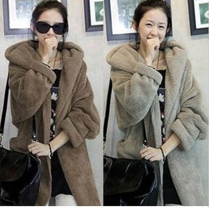 2012 autumn and winter women cloak hooded plush thickening outerwear overcoat/freeshiping