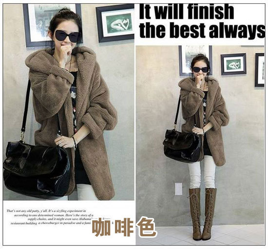 2012 autumn and winter women cloak hooded plush thickening winter  overcoat