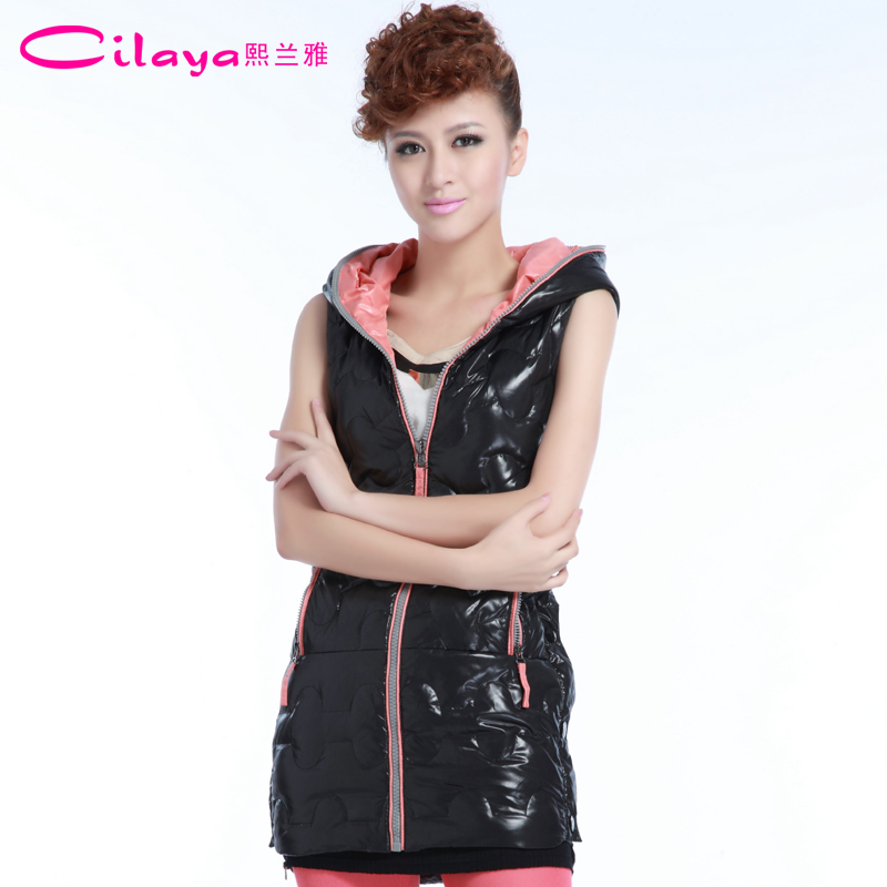 2012 autumn and winter women color block down coat fashionable casual with a hood vest female c2015