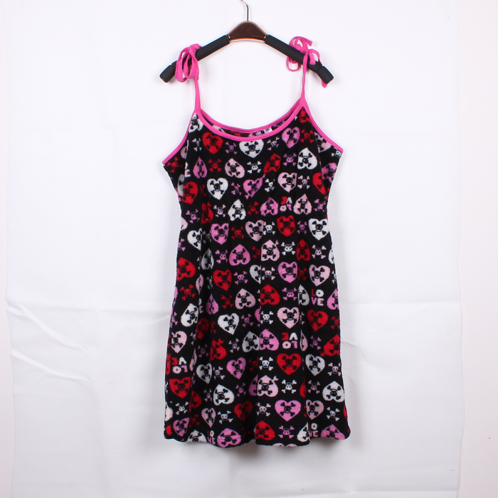 2012 autumn and winter women coral fleece spaghetti strap top dress thermal fashion top sleepwear