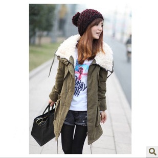 2012 autumn and winter women cotton-padded jacket slim cotton-padded jacket cotton-padded jacket medium-long overcoat