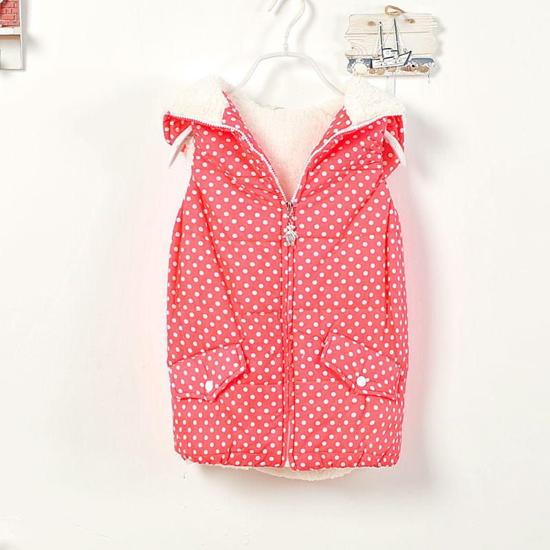 2012 autumn and winter women dot hooded thickening wool liner vest vest coat