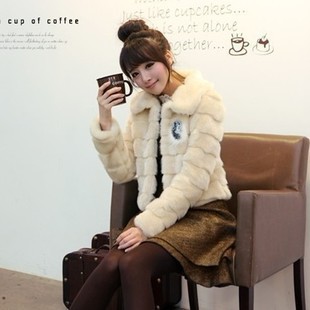 2012 autumn and winter women elegant faux fur velvet thickening fur all-match turn-down collar thermal short jacket