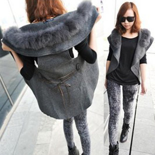 2012 autumn and winter women fashion medium-long fur collar cardigan casual vest outerwear vest female