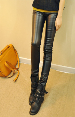 2012 autumn and winter women fashion plus velvet thickening all-match leather pants legging pencil pants trousers