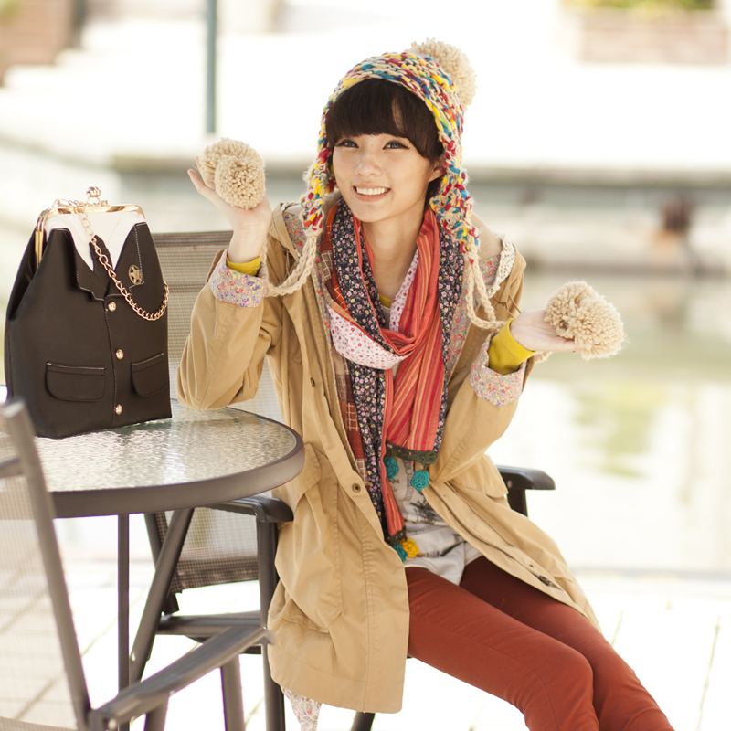 2012 autumn and winter women lace decoration trench outerwear long design slim women's trench