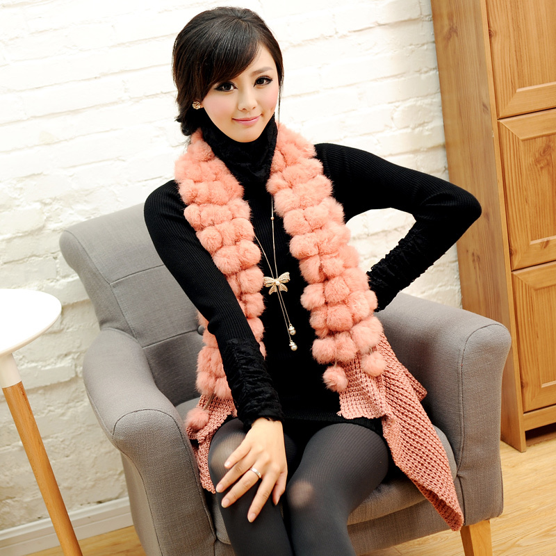 2012 autumn and winter women luxury vintage rabbit fur vest