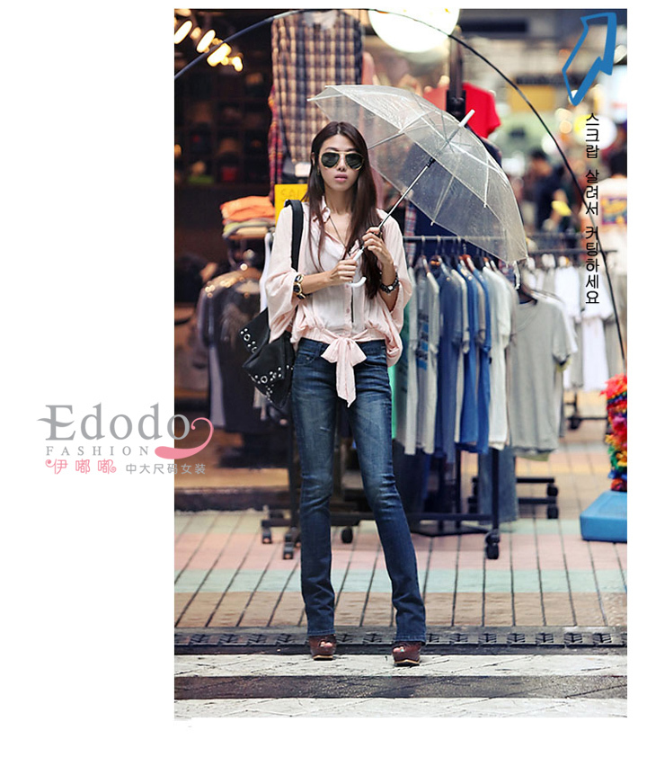 2012 autumn and winter women new arrival plus size mm repair bell bottom blue denim trousers free shipping