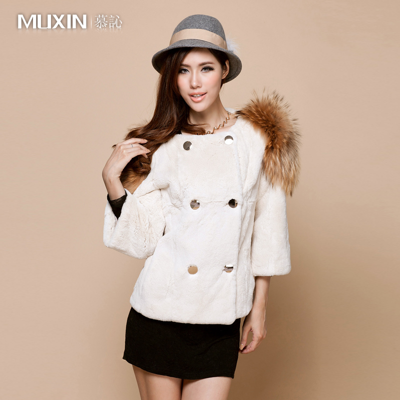 2012 autumn and winter women new arrival rex rabbit hair raccoon fur coat