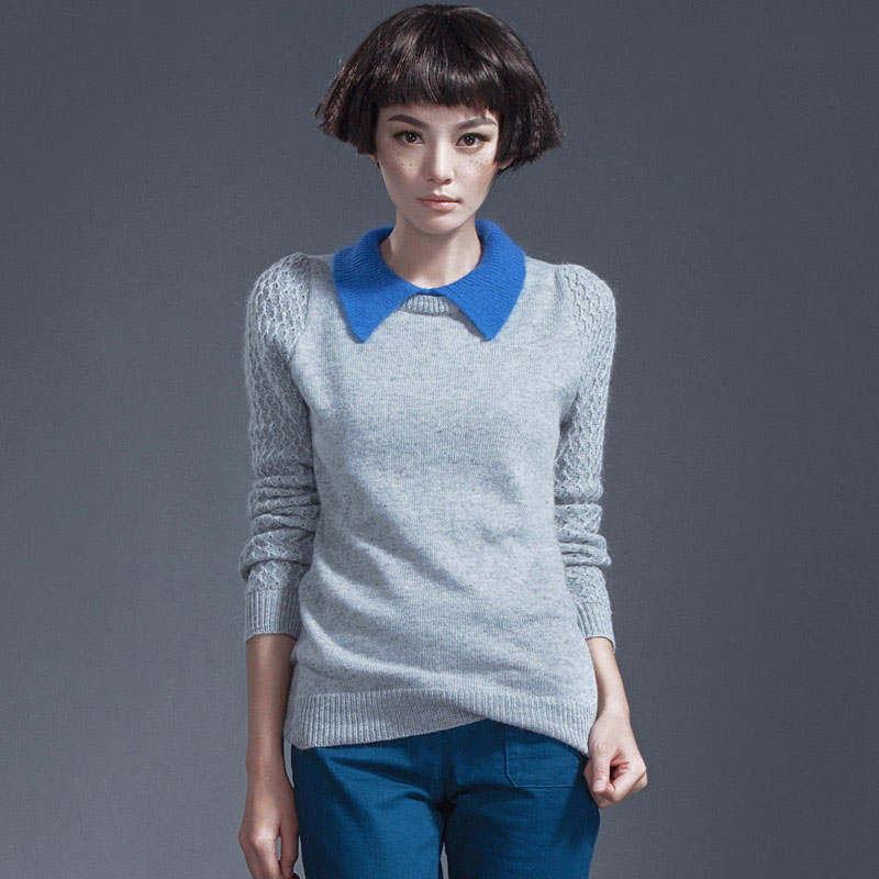 2012 autumn and winter women peter pan collar vintage sweater outerwear pullover thick sweater