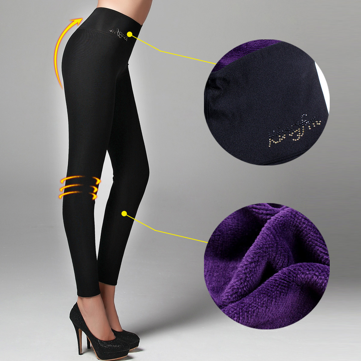 2012 autumn and winter women's double layer thickening plus velvet solid color body shaping warm pants legging bk103