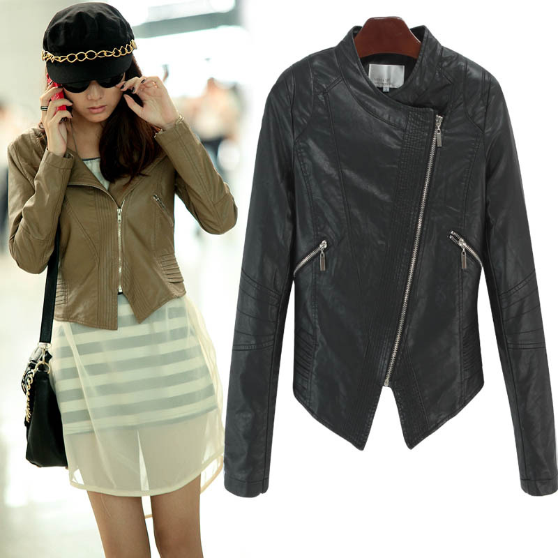 2012 autumn and winter women's PU slim waist outerwear jacket short design motorcycle leather clothing x9089