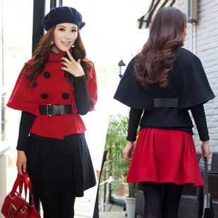 2012 autumn and winter women's white collar ol work wear women's woolen set work wear fashion skirt