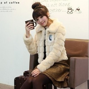 2012 autumn and winter women slim faux artificial rabbit trophonema short jacket