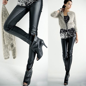 2012 autumn and winter women slim faux leather patchwork hot-selling legging