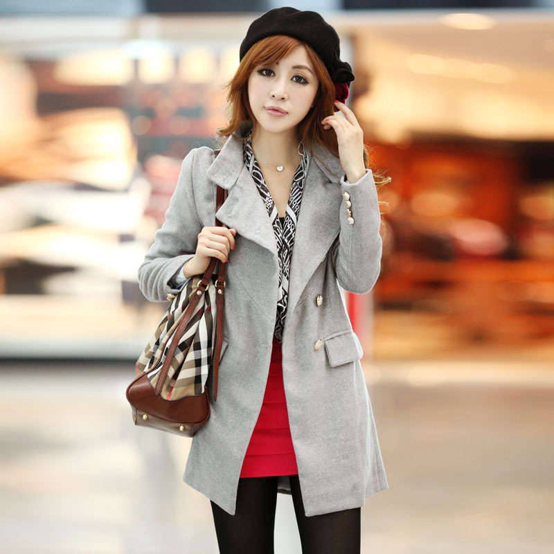 2012 autumn and winter women slim medium-long woolen outerwear woolen overcoat female