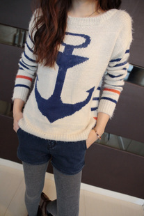 2012 autumn and winter women stripe personalized all-match sweater women's casual pullover sweater