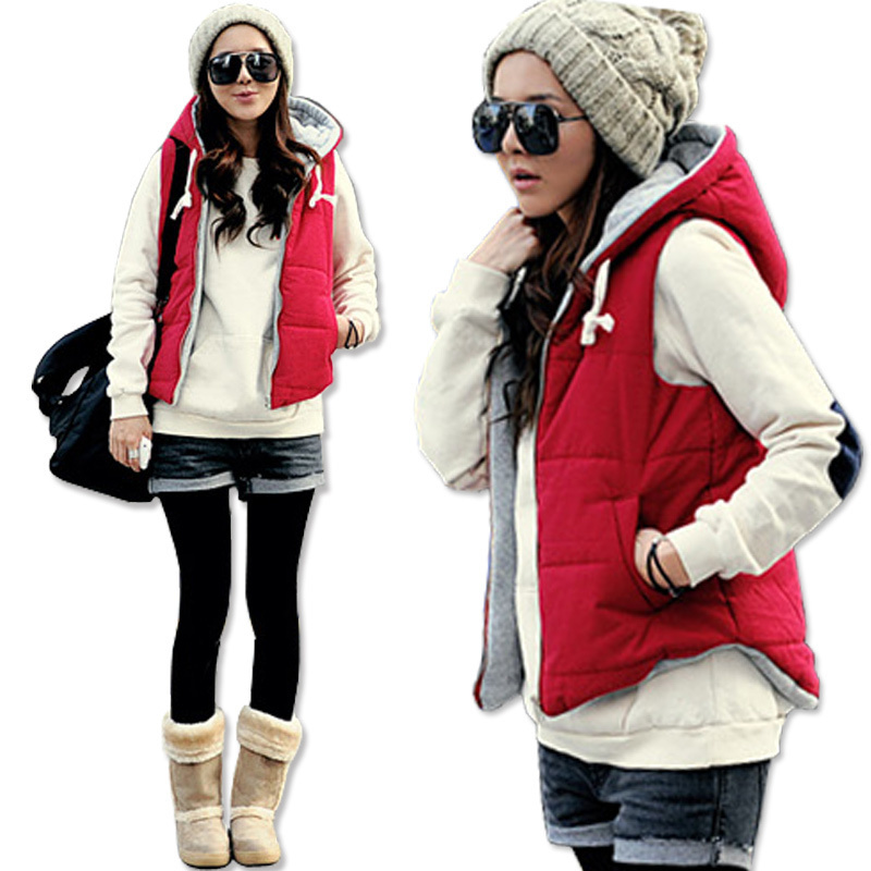 2012 autumn and winter women thickening outerwear hooded casual fashion cotton vest female vest