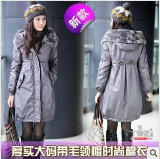 2012 autumn and winter women wadded jacket elegant medium-long slim cotton-padded jacket women's solid color cotton-padded