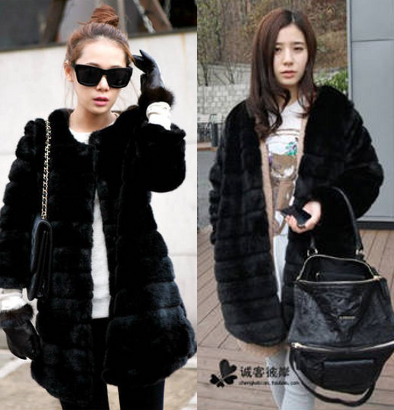 2012 autumn and winter women women's medium-long thickening outerwear faux thermal villus fur overcoat